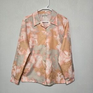 Carol Rose Long Sleeve Blouse‎ Rayon Polyester USA Medium